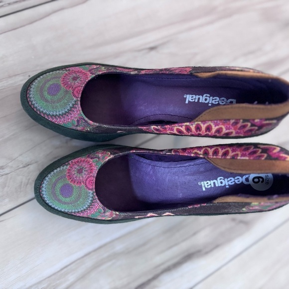Desigual Green and Purple Artistic Heels - Picture 11 of 11